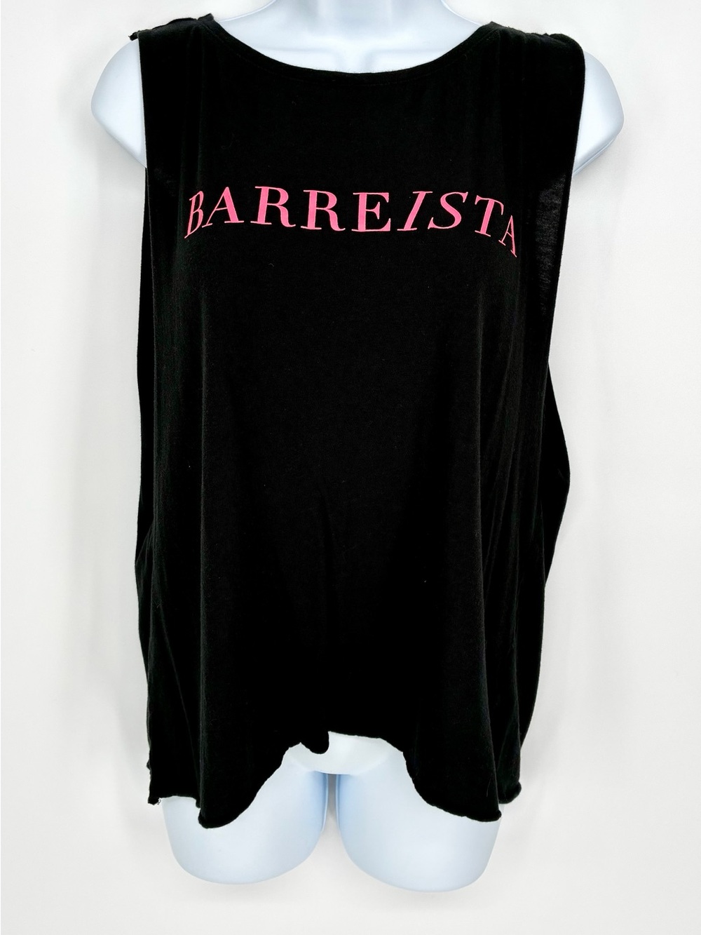 Emi Jay Barreista Graphic Muscle Tank Top Black Pink Letters One Size